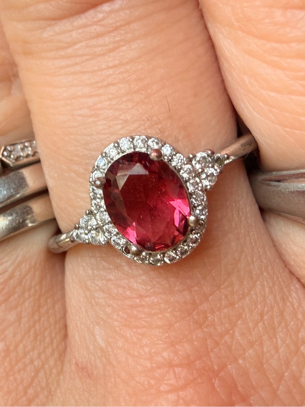 Vintage Tourmaline or Garnet 925 Ring Sz9